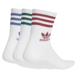 Adidas Mid Cut Crew Sock 3 Pairs - White / Preloved Ruby / Preloved Ink / Collegiate Green