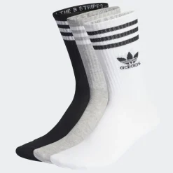 Adidas Mid Cut Crew Socks 3 Pack White / Medium Grey Heather / Black