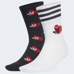 Adidas Mid Cut Socks 2 Pairs Hearts
