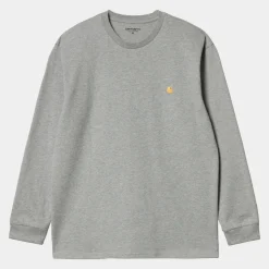 Carhartt L/S Chase T-Shirt - Grey Heather / Gold