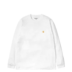 Carhartt L/S Chase T-Shirt - White / Gold