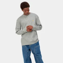 Carhartt L/S Chase T-Shirt - Grey Heather / Gold