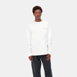 Carhartt L/S Chase T-Shirt - White / Gold