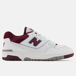 New Balance 550 White with burgundy