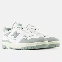 New Balance 550 White with juniper and dark juniper