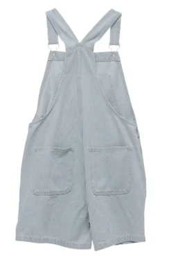 Stussy W Nevada Denim Short Overall - White Washed Denim