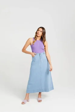 Thing Thing Bettie Skirt - Stone Wash Denim