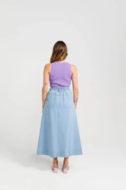 Thing Thing Bettie Skirt - Stone Wash Denim